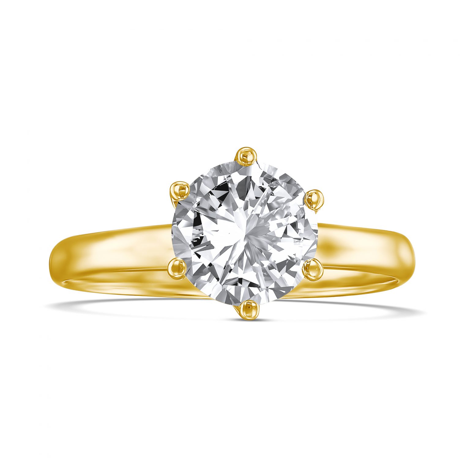 טבעת אירוסין קלאסית KAYA זהב צהוב עם יהלום מרכזי