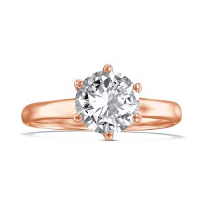 טבעת אירוסין קלאסית KAYA זהב ורוד עם יהלום מרכזי
