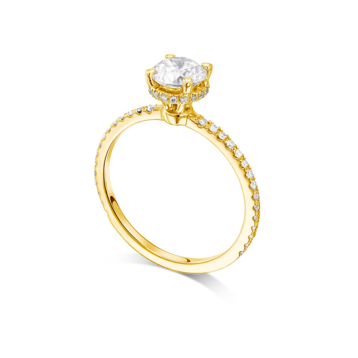טבעת אירוסין קלאסית יהלומים Doris בסגנון סוליטר זהב צהוב