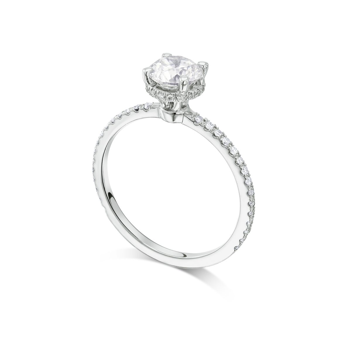 טבעת אירוסין קלאסית יהלומים Doris בסגנון סוליטר זהב לבן