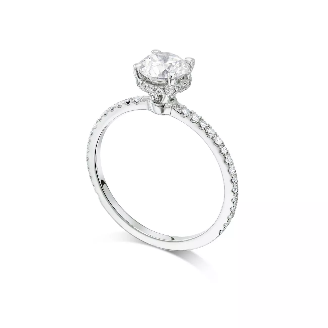 טבעת אירוסין קלאסית יהלומים Doris בסגנון סוליטר זהב לבן