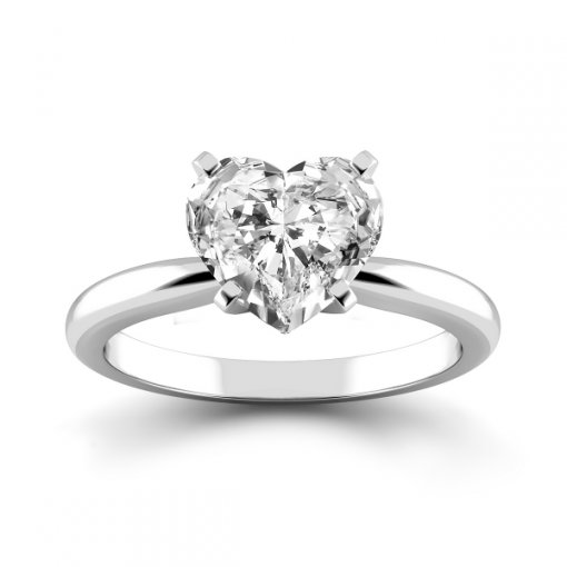 טבעת אירוסין קלאסית סוליטר עם יהלום מרכזי בצורת לב