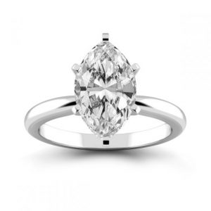 טבעת אירוסין סוליטר קלאסית עם יהלום בצורת מרקיזה