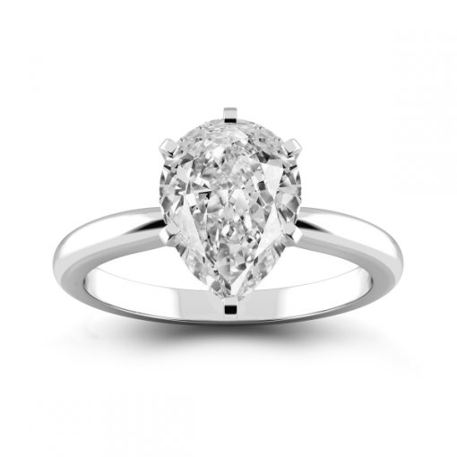 טבעת אירוסין קלאסית סוליטר עם יהלום מרכזי בצורת טיפה זהב לבן