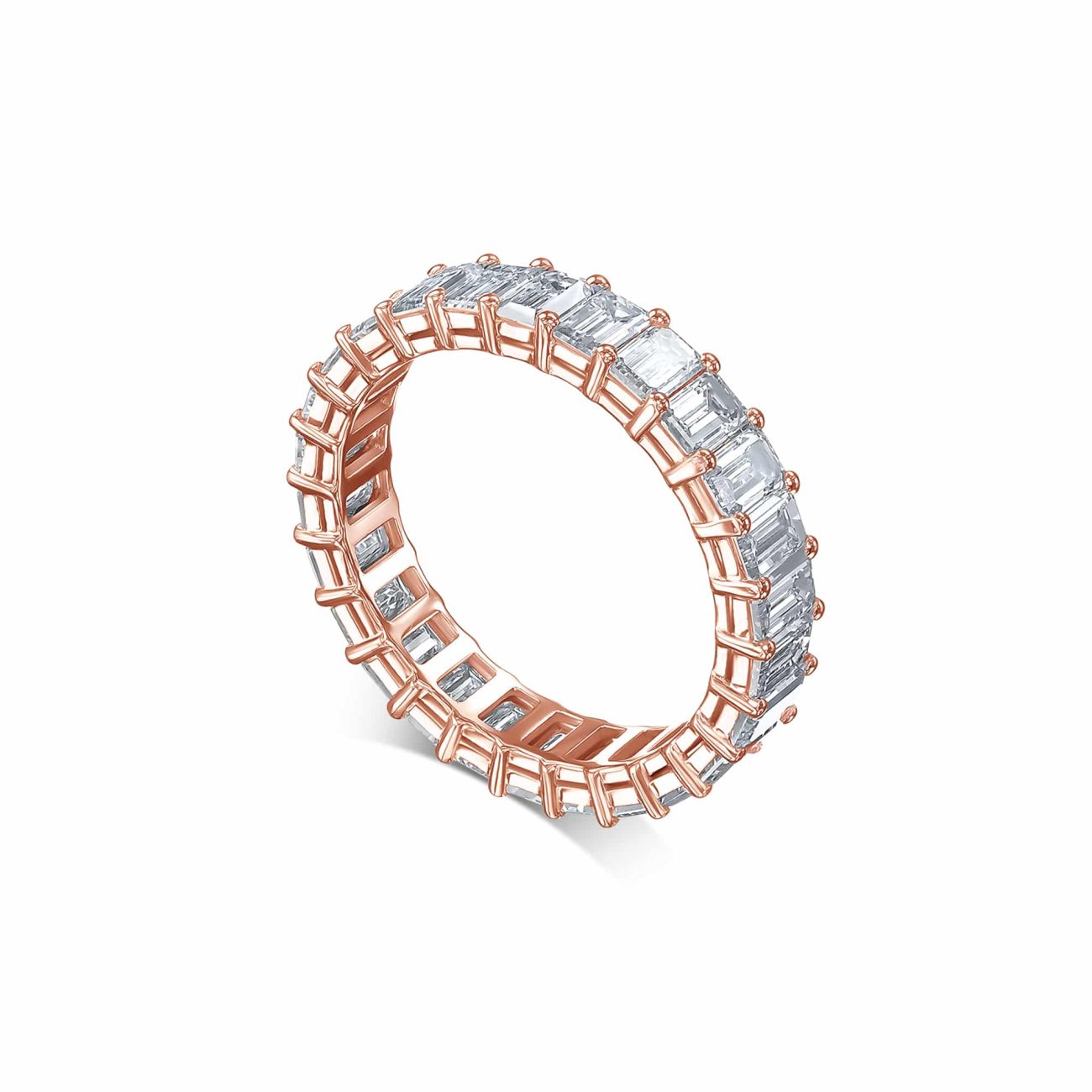 טבעת איטרניטי זהב ורוד WO-ETERNITY emeralds