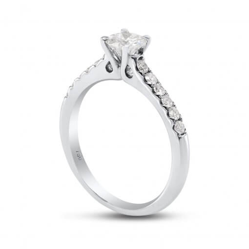 טבעת אירוסין קלאסית S0S זהב לבן עם יהלום מרכזי