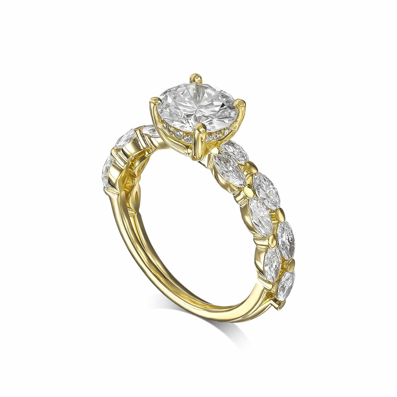 טבעת אירוסין קלאסית A&B זהב צהוב