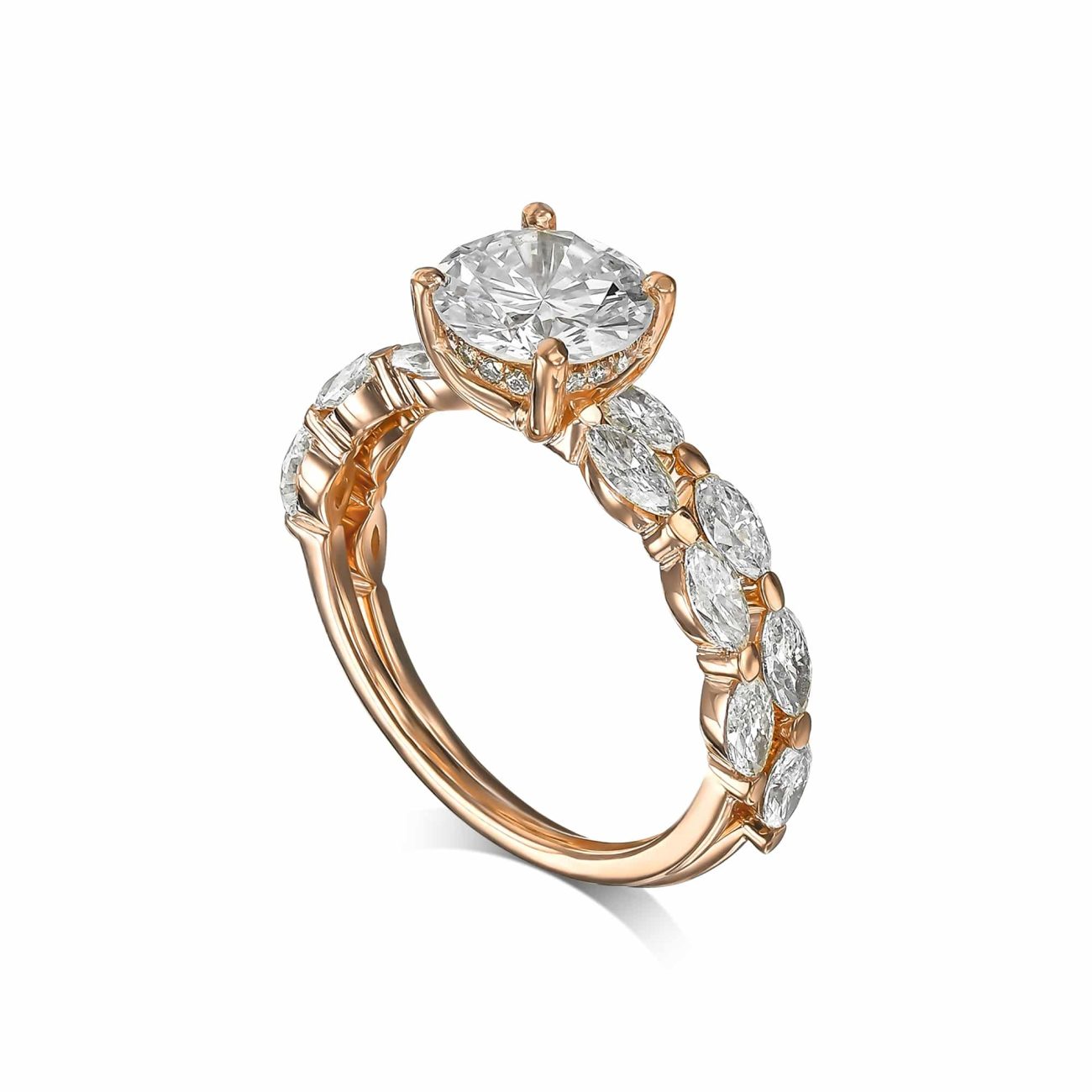 טבעת אירוסין קלאסית A&B זהב ורוד