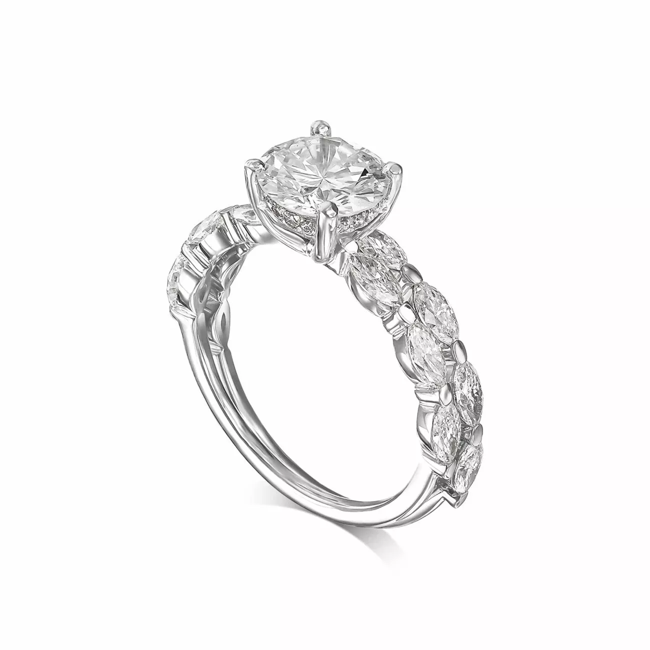 טבעת אירוסין קלאסית A&B זהב לבן