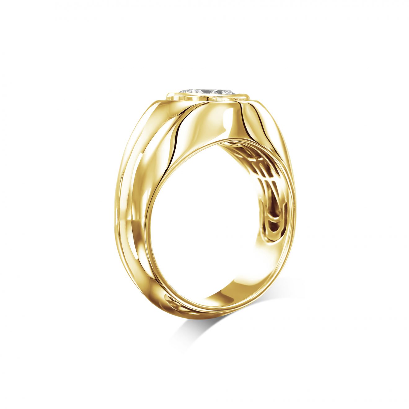 טבעת אירוסין קלאסית זהב צהוב עם יהלום בליטוש עגול