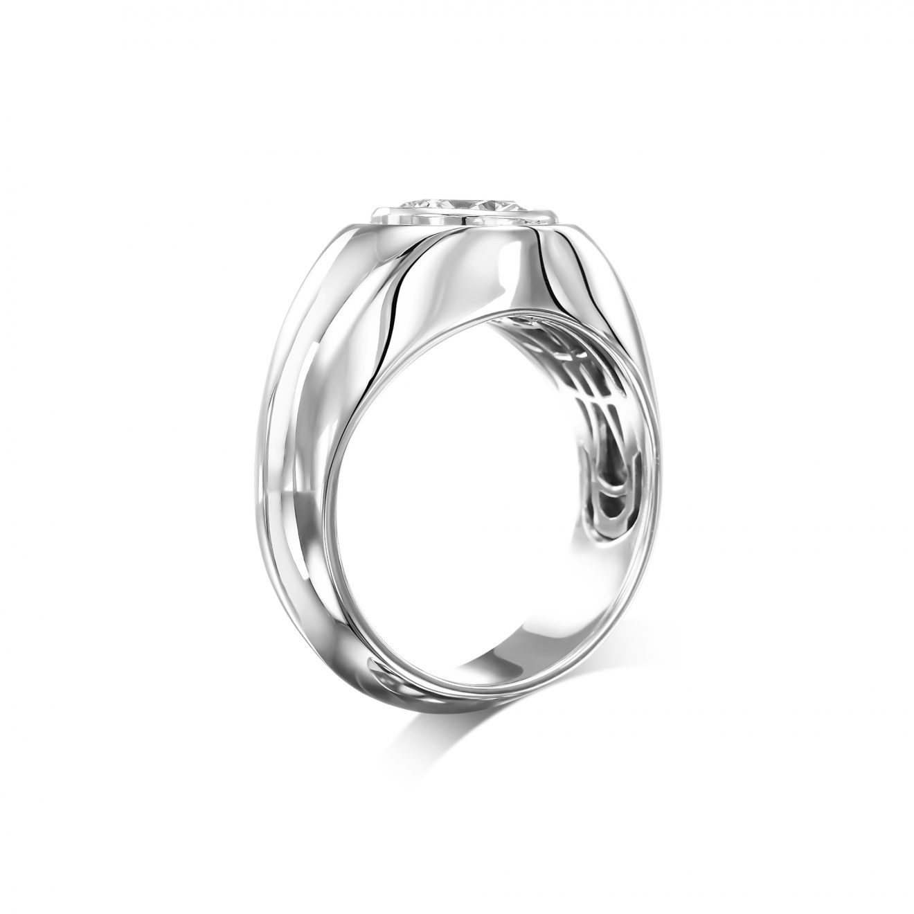 טבעת אירוסין קלאסית זהב לבן עם יהלום בליטוש עגול