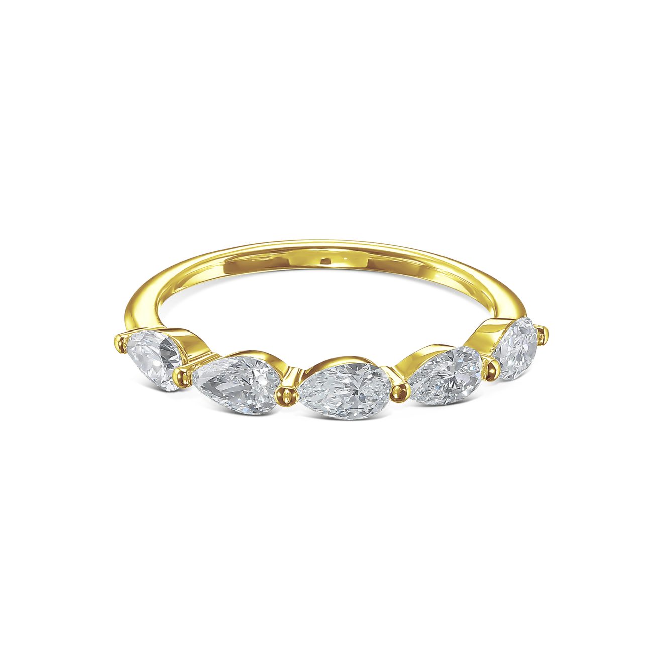 טבעת איטרניטי עם יהלום אגס זהב צהוב
