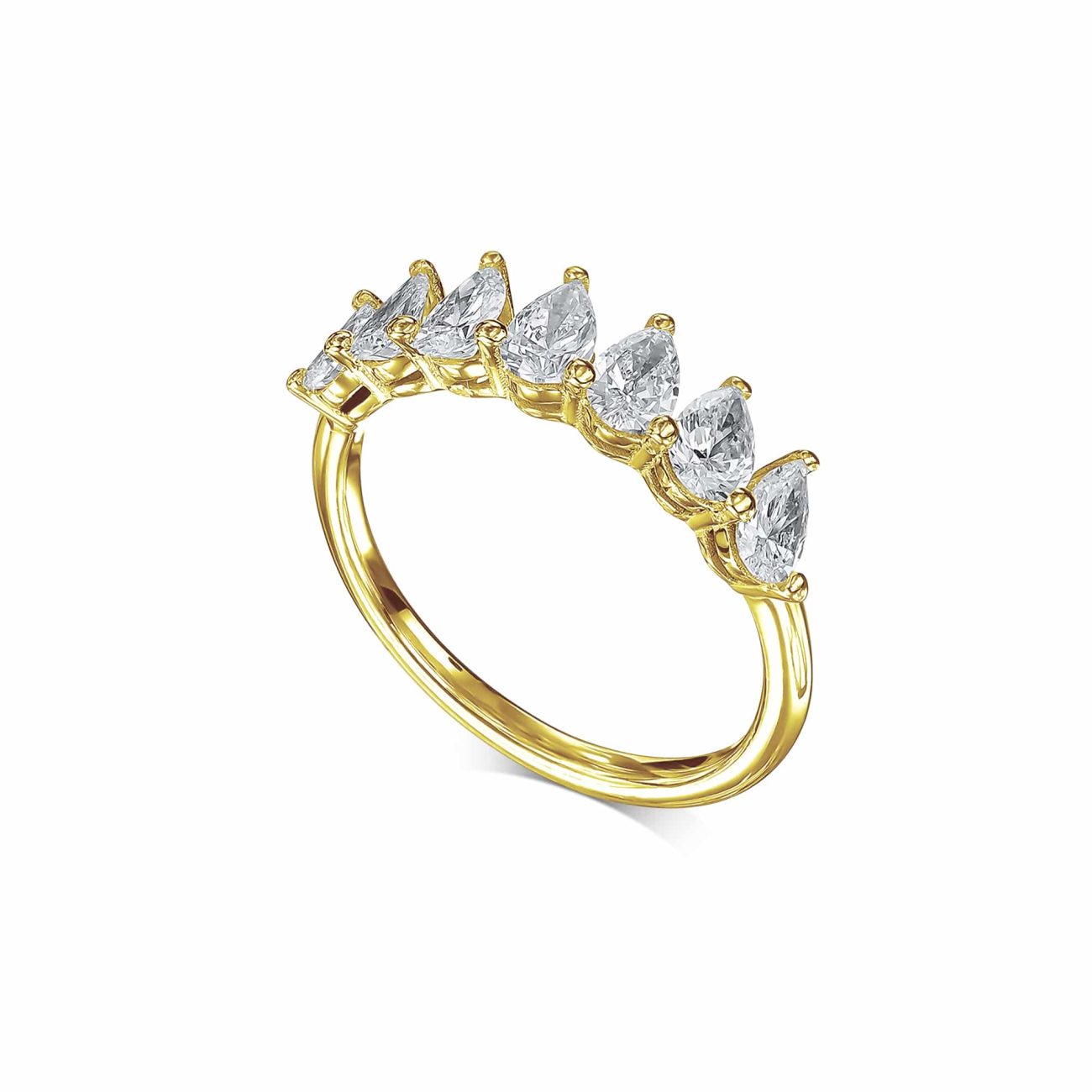 טבעת איטרניטי יהלום אגס זהב צהוב דגם A-PEAR