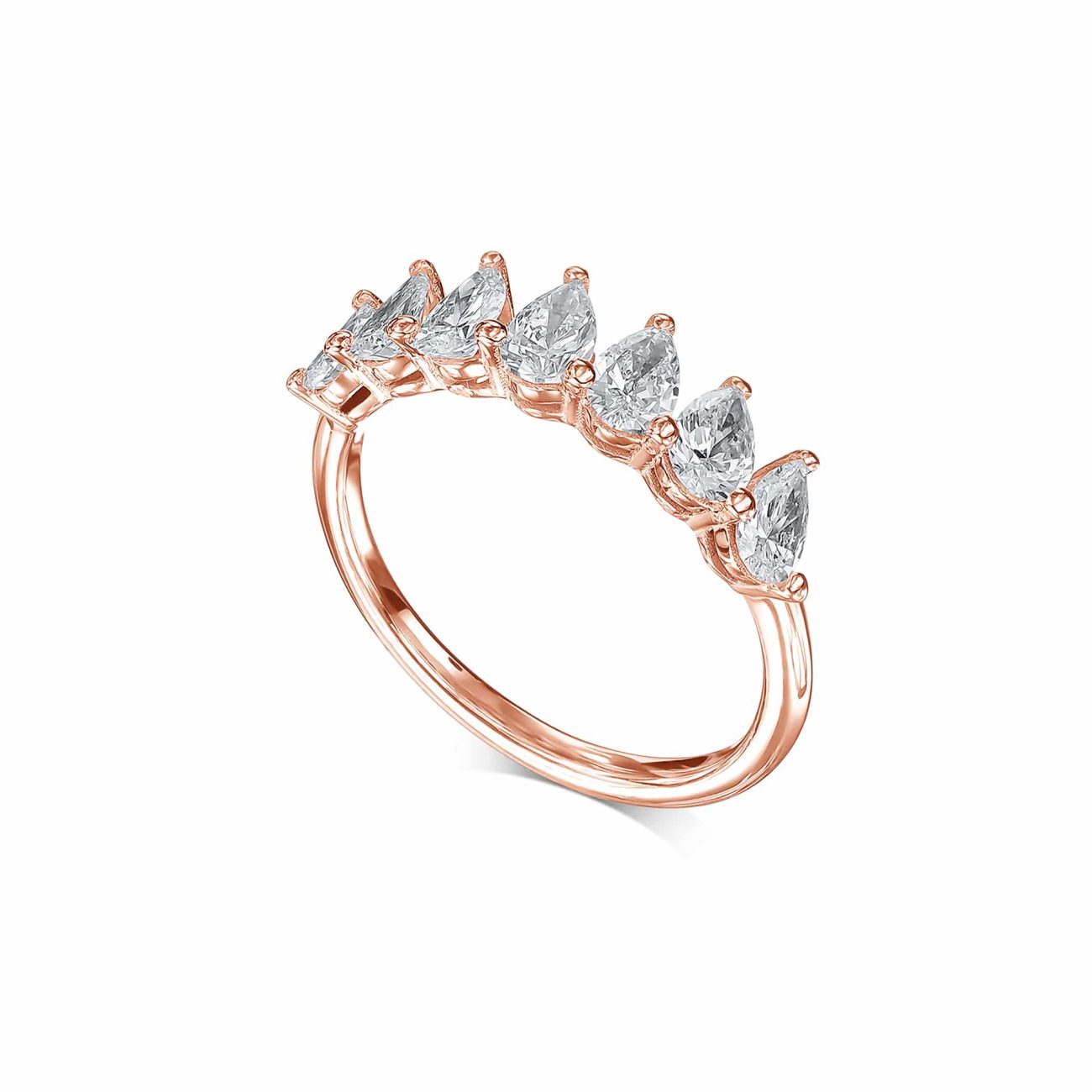 טבעת איטרניטי יהלום אגס זהב ורוד דגם A-PEAR