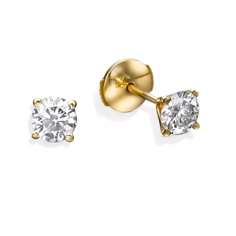 עגילי יהלומים טבעיים זהב צהוב