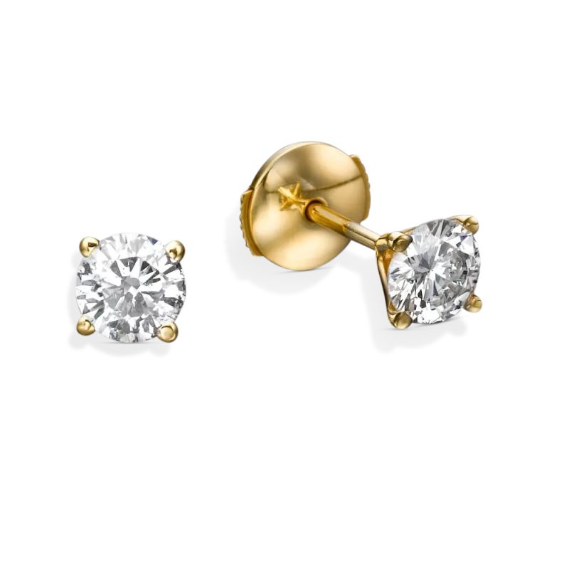 עגילי יהלומים טבעיים זהב צהוב